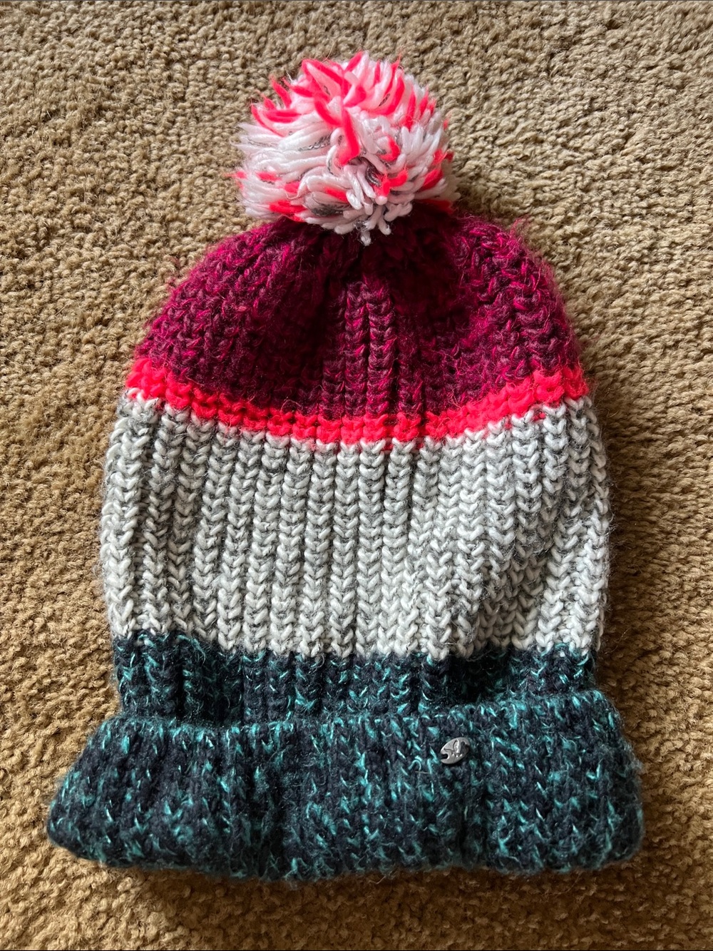 American Eagle Outfitters Colorblock Pom Beanie